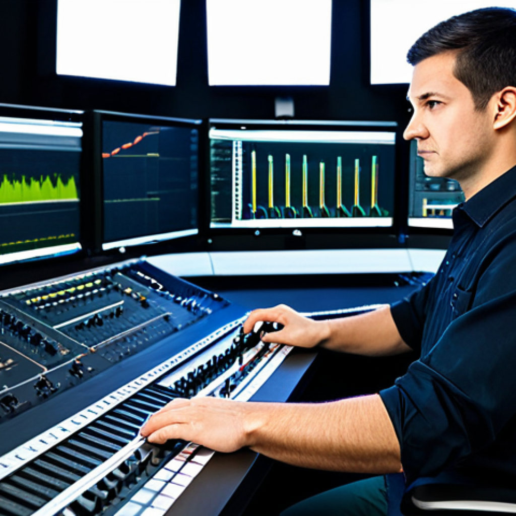 **

"A skilled media technician in a modern, well-equipped broadcast studio, fully clothed in appropriate attire. He's troubleshooting audio equipment. Background includes mixing consoles and monitors displaying waveforms.  Focus on technical expertise and problem-solving.  Perfect anatomy, correct proportions, natural pose, well-formed hands, proper finger count, safe for work, appropriate content, modest, professional."

**