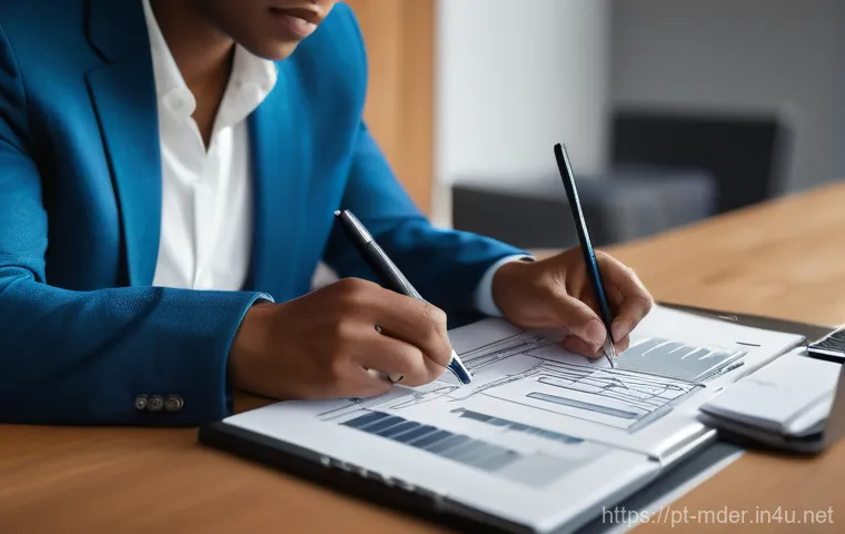 미디어기술사 필기시험 고득점 비결 - "A thoughtful young professional, gender-neutral, stands in a brightly lit, modern office space, loo...