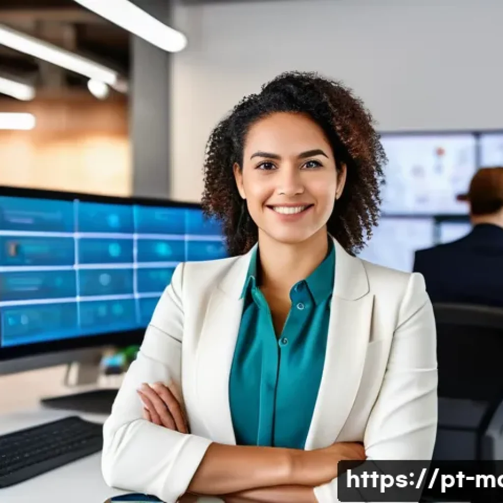 미디어기술사 자격증의 글로벌 활용성 - A professional, confident businesswoman of Brazilian descent in a modern coworking space, surrounded...